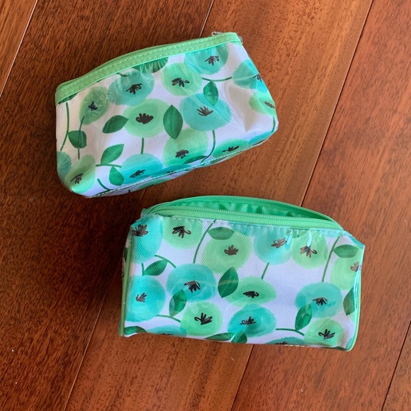 2 Pieces Double-Layer Bags/Pouches, Green Floral - Picture 6 of 16